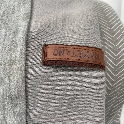 Naketano Light Gray Fleece Neutral Pullover High Collar Soft Cozy Hoodie Grey M