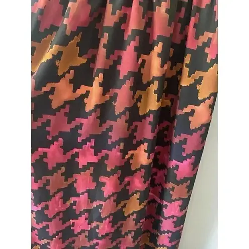 Lavender Brown Orange Pink Burgundy Fall Houndstooth Maxi Dress Size S Small