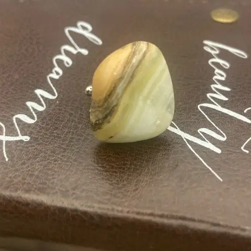 Handcrafted Tumbled Striped Oregon Coast Agate Stainless Steel Open Back Ring