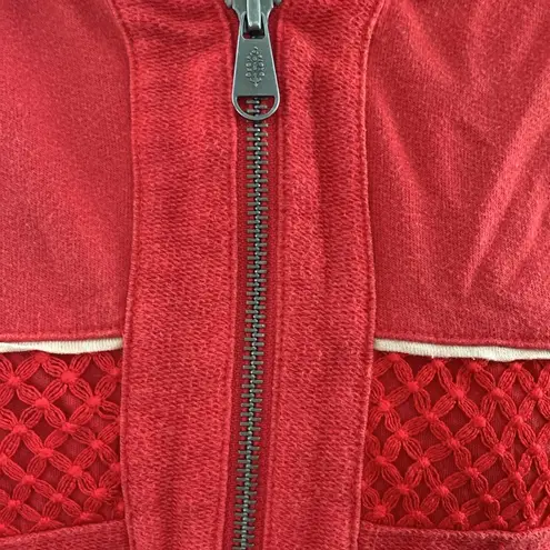 Free People Movement  Win Win Cherry Red 1/2 Zip Pullover Hoodie