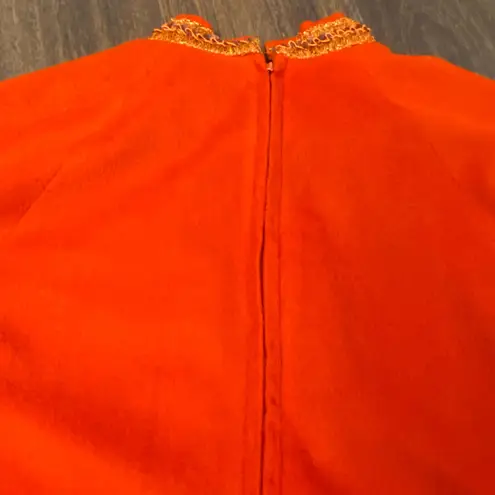 Vintage 2 Piece 60s 70s Retro Orange Tunic & Pants Set Medium