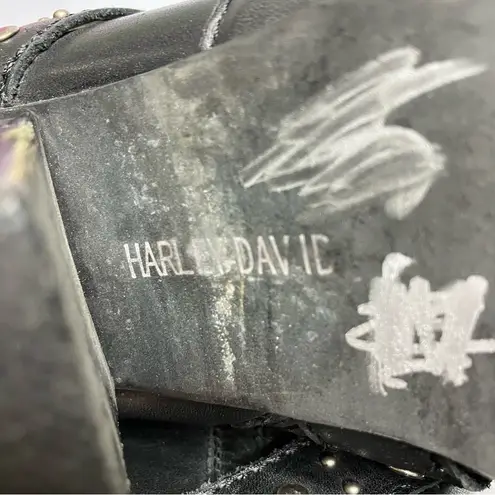 Harley Davidson obsession harness boots black leather buckles heels womens 8