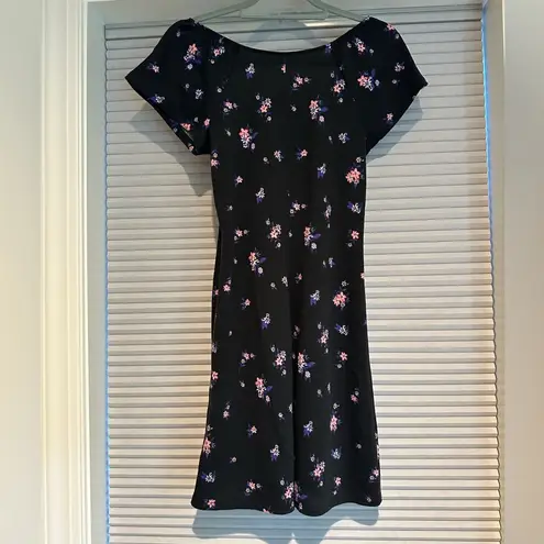 SO Vintage 90s  black floral mini dress