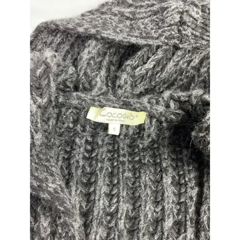 Cocogio Italy Hooded Chunky Knit Sweater Vest Gray Textured Wool Blend Size S