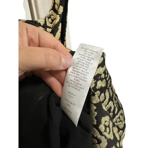 Carolina Herrera Gold Thin Strap square neck fitted Midi Leopard Column dress