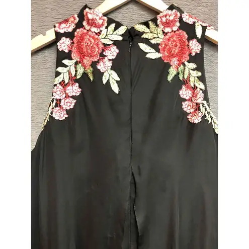 Lucci Lu Womens Cocktail Dress Embroidered Floral Asymmetrical Size 22