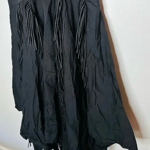 BIBHU MOHAPATRA Black Mid Cutout Fringe Detail Western Midi Dress size 8