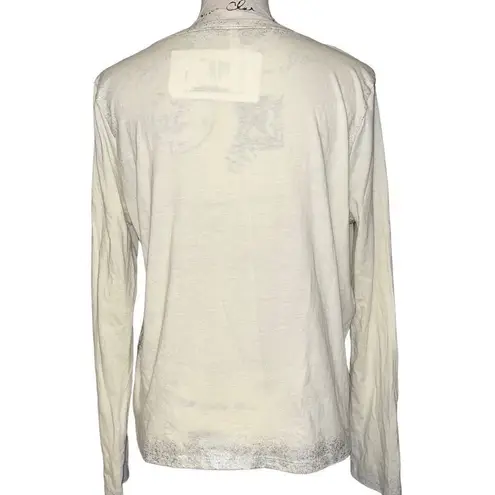 Fabletics  cream & silver long sleeve t-shirt large NWT