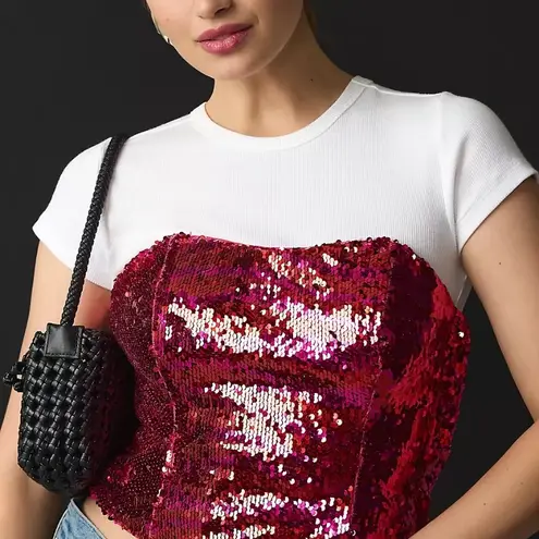 Hutch Anthropologie  Sequin Tube Top with Bow Back size 10 NWT