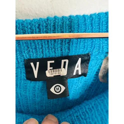 VEDA Blue Ombre Striped 100% Alpaca Wool Long Sleeve Ranch Road Sweater sz M Size M