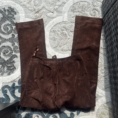 Lord and Taylor 100% leather/suede semi flared pants Brown Size 4P