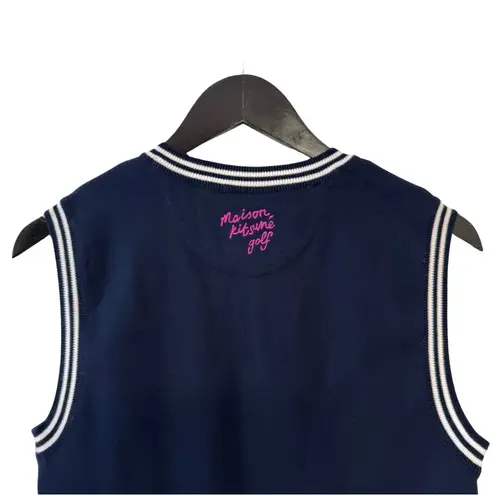 Maison Kitsune Golf XS Fox Argyle Jacquard Knit V