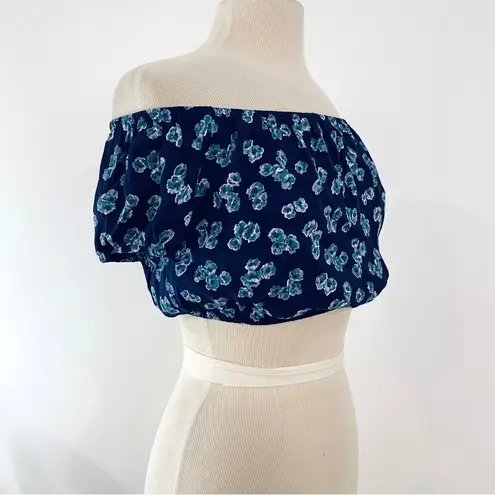 Reformation  off shoulder floral top in blue