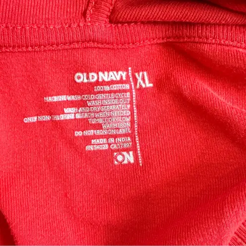 Old Navy  Lightweight Pullover Hoodie XL Orange Cotton V Neck Long Sleeve - Image 5