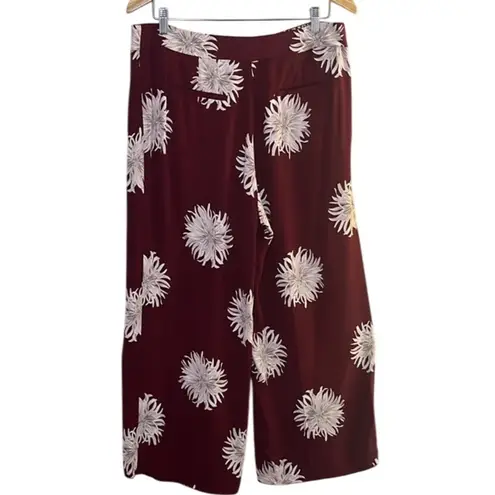 Ann Taylor  Wide Leg Pants Maroon and White Floral Size 10​