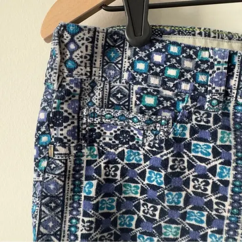 Pilcro and the Letterpress Anthropologie Blue Patterned Patchwork Corduroy Pants