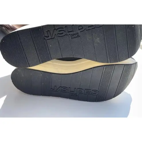 J Slides Womens Size 10 West Beige Black Leather Platform Lace