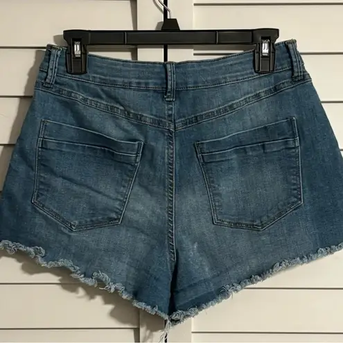 REWASH  Brand Denim Shorts High Rise Distressed Button Fly Shorts, 11/30 ALTERED