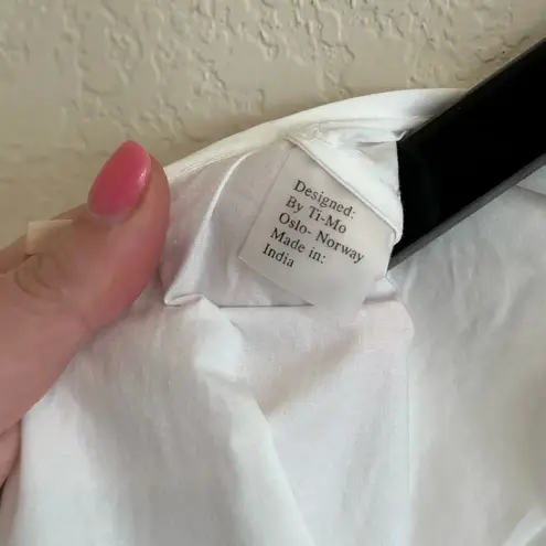 ByTiMo Tuckernuck Medium Blouson Mini Dress White Cotton Poplin Preppy Summer