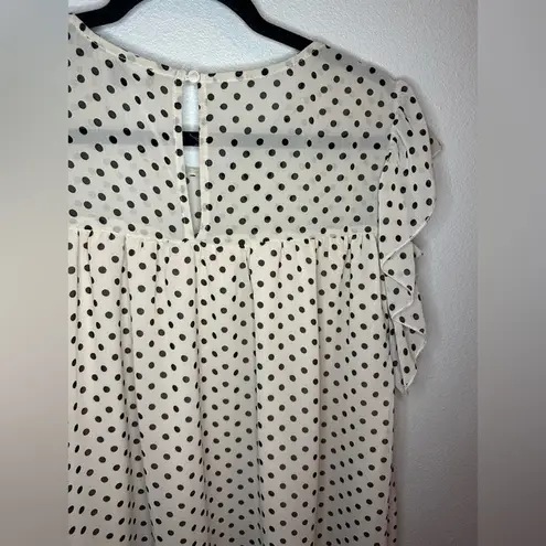 Suzanne Betro Women’s Large Pink and Black Polka Dot Short Sleeve Blouse