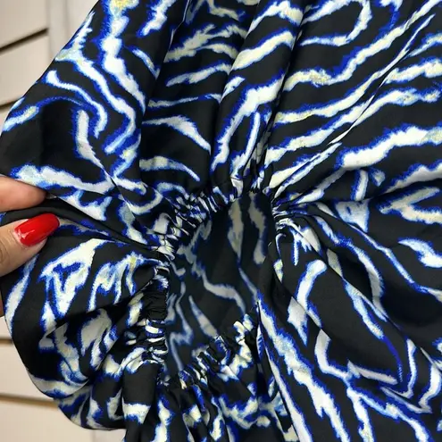 Live 4 Truth ANIMAL PRINT BALLOON PUFF LONG SLEEVES CROPPED BLOUSE Sz Large SMOCKED WAIST