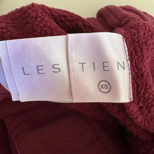 Women's Les Tien Bella Bell Bottom STRUCTURED FLEECE Sweatpants burgundy XS Red