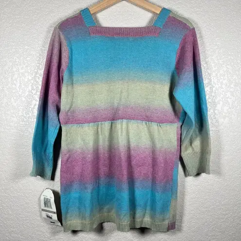 Art and Soul Rainbow Hippie Cardigan Sweater Womens Medium Retro New Blue