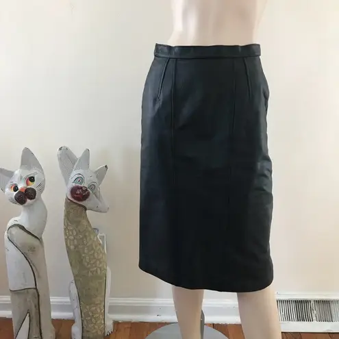 Vintage 90s Leather Straight High Waist Skirt 25” Black