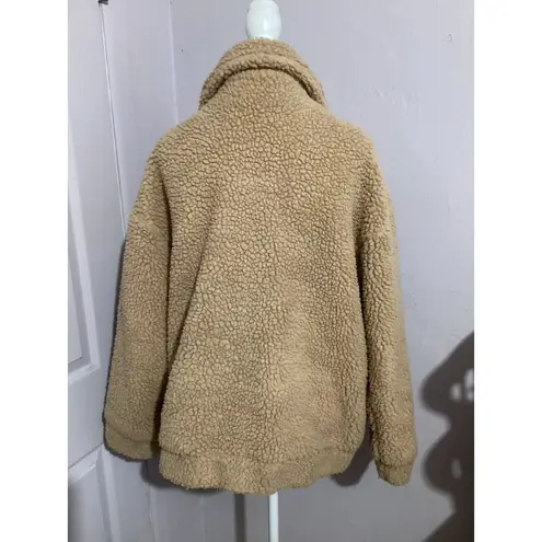 I am gia I. AM. GIA. Pixie Teddy Coat Oversized Sherpa Jacket In Camel Beige