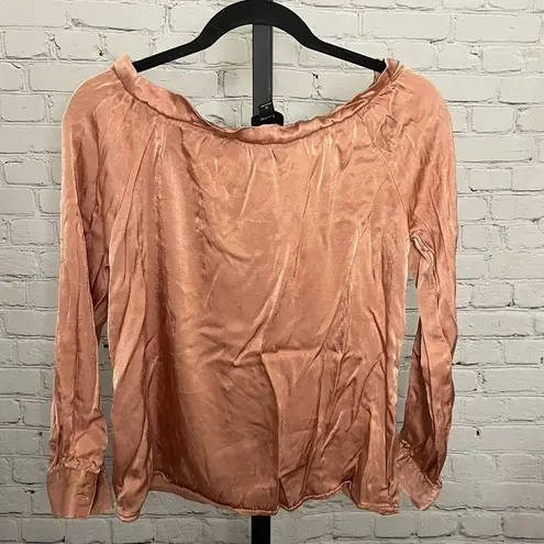Lumière Lumiere Silk Blush Pink Off Shoulder Blouse Size Small