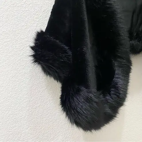 Cozy Soft Black Faux Fur Rectangular Cape Wrap Shawl 65”X 24” Size undefined