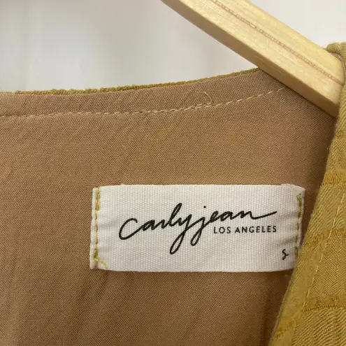 Carly Jean Los Angeles Mustard Yellow Sleeveless Ruffle Trim Tiered Shift Dress