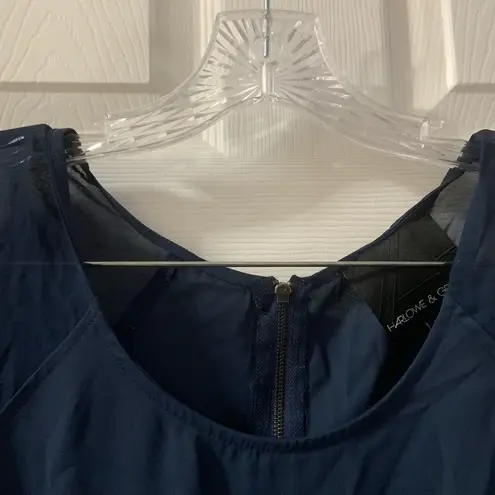 Harlowe $ Graham Harlowe & Graham Navy Scoop Neck Long Sleeve Top size Small