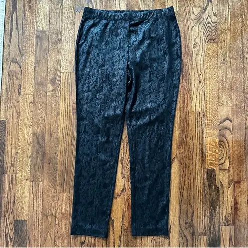 Susan Graver black spandex faux suede animal print leggings, medium