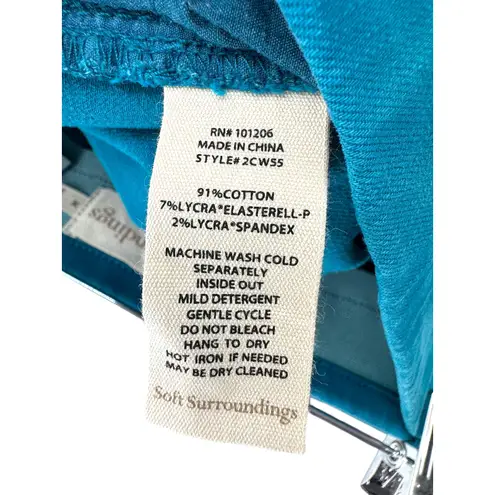 Soft Surroundings Pull On Straight Leg Jeans M Deep Lagoon Stretch Denim NWT