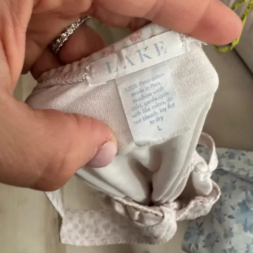 LAKE Pajamas nightgown dress pima cotton block print english rose floral nursing Pink Size L