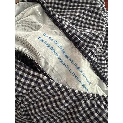 Kona Sol NEW Blue Check Flounce One Piece Swimsuit Gingham 18W Resort Vacation