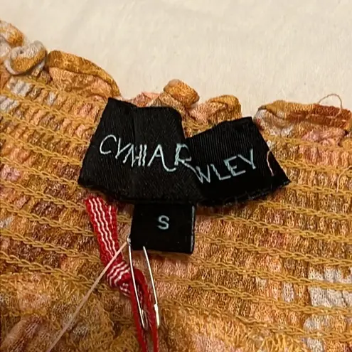 Cynthia Rowley  Rust And Orange Boho Chic Long Sleeve Floral Top Size S C49