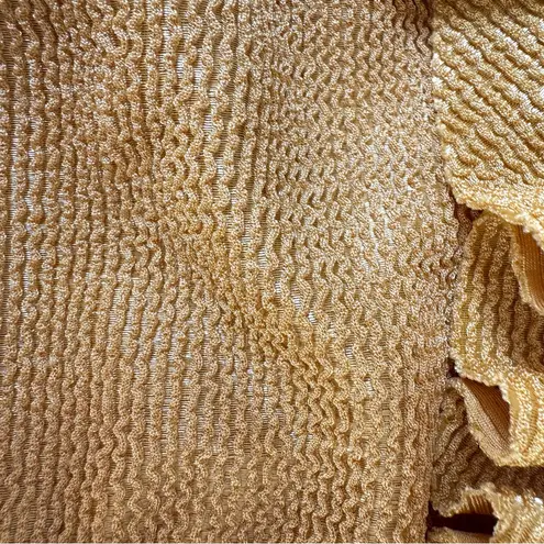 NWOT Montce Goldie Tamarindo Ruffle Bikini Bottoms w/ Hygenic liner size Large Gold