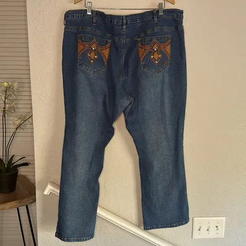 Diane Gilman DG2 Embellished Leather Pocket Denim Jeans Size 24WP Western Fall