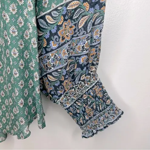 Veronica Beard  Amato Paisley Silk Peasant Top in Seaglass Multi‎ Size 6