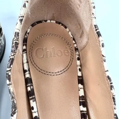 Chloé Laurena Croc Lizard Embossed Animal Scalloped Leather Ballet Flats 35.5