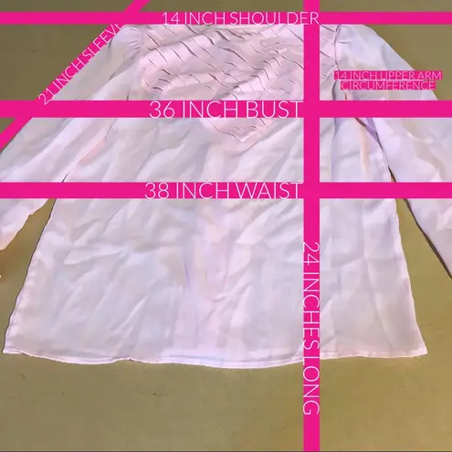 VINTAGE KLE PINK PLEATED RUFFLE BACK BUTTON PUFFED SLEEVE BLOUSE (S)