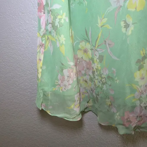 Chadwick's Vintage green floral skirt women's 8 floral cottage silk garden boho