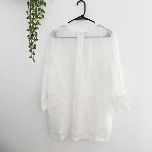 Vince  Collarless Ramie-Voile White Tunic Sz L - Image 3