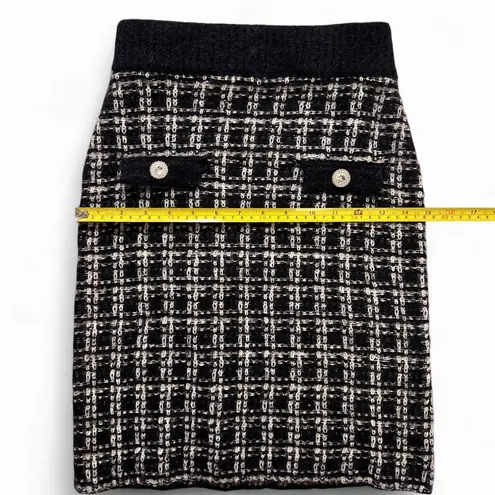 Beulah Black White Tweed Knit Skirt – High Waist, Pencil Fit, Elegant Classic Look NWOT