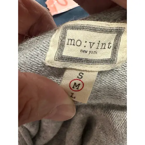 MoVint New York Gray Ribbed Knit Tie Front Long Sleeve Top Size M Size M