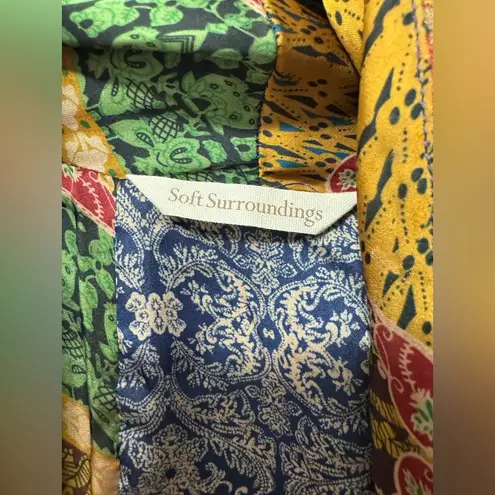 Soft Surroundings Izmir Topper Scarf Gold Blue Mixed Print Cardigan Boho