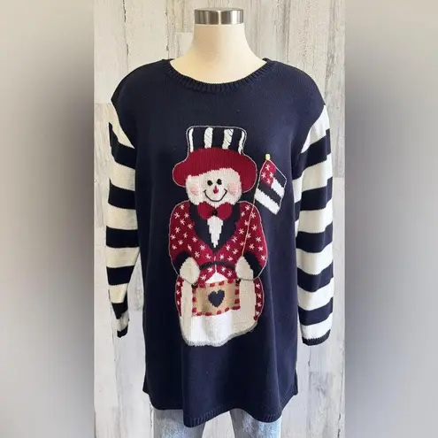 Vintage Christmas Snowman Sweater Size 1X Kitschy whimsical Americana