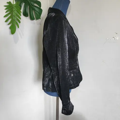 TRIBAL Black Metallic Blazer Shiny Jacket